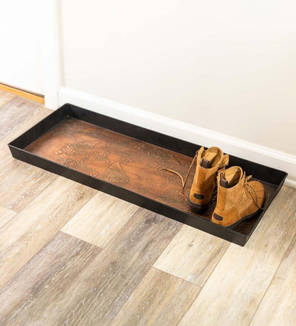 Plow & Hearth Doormats & Boot Trays Outdoor Living Embossed Metal Garden Gnome Boot Tray