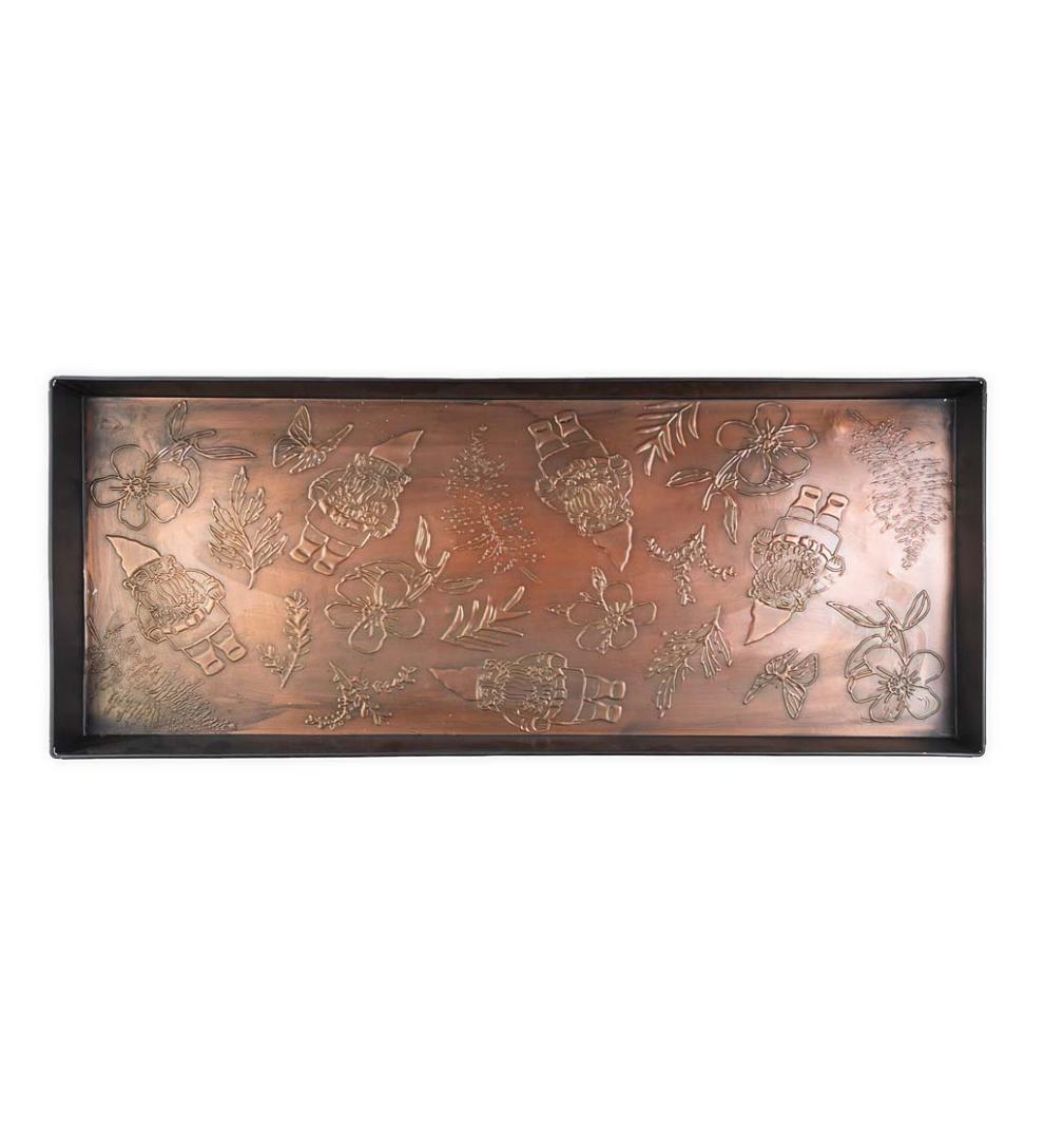 Plow & Hearth Doormats & Boot Trays Outdoor Living Embossed Metal Garden Gnome Boot Tray