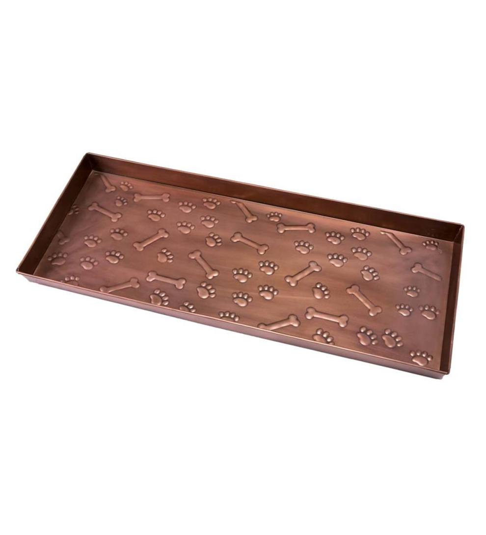 Plow & Hearth Doormats & Boot Trays Outdoor Living Embossed Metal Paws And Bones Boot Tray