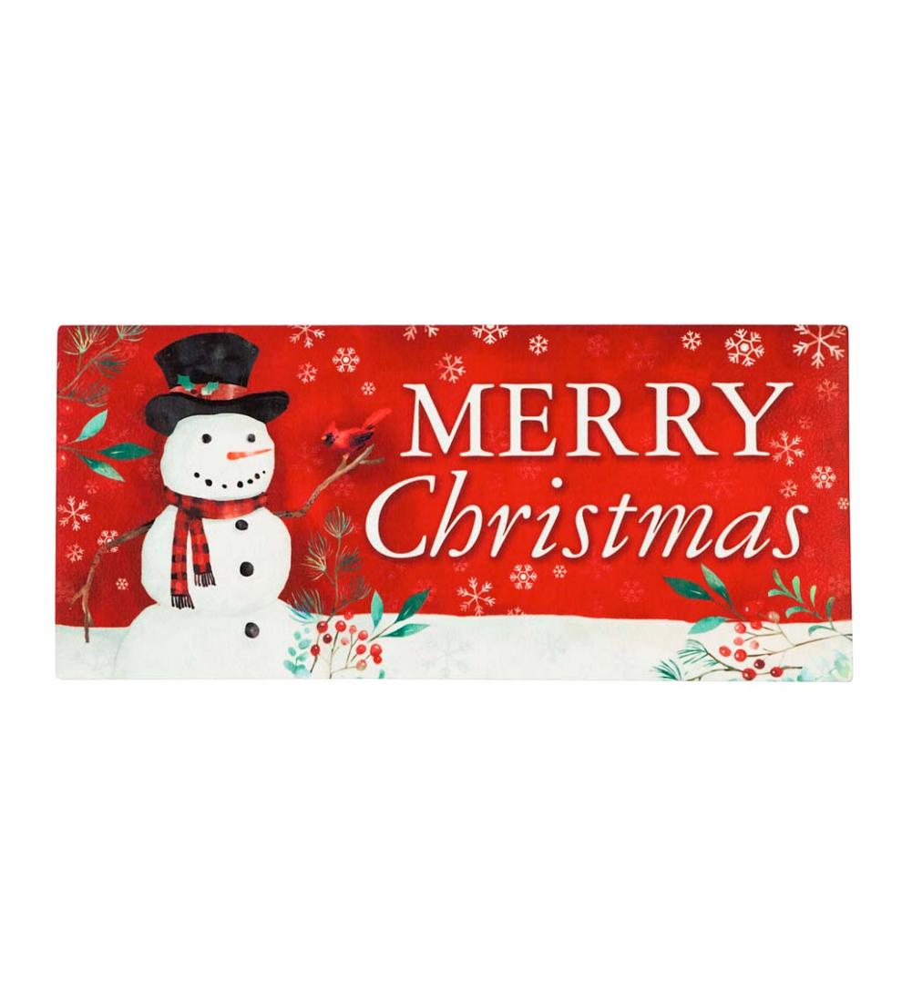 Plow & Hearth Doormats & Boot Trays Outdoor Living Merry Christmas Heritage Snowman Sassafras Switch Mat