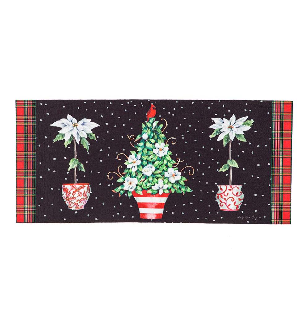 Plow & Hearth Doormats & Boot Trays Outdoor Living Red Chinoiserie Topiaries Sassafras Switch Mat