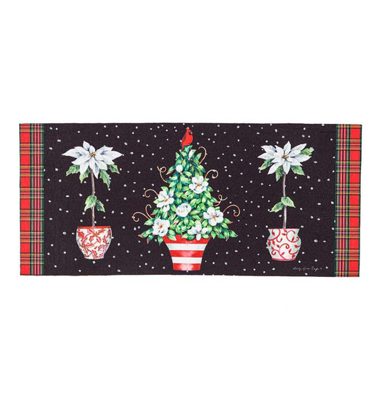 Plow & Hearth Doormats & Boot Trays Outdoor Living Red Chinoiserie Topiaries Sassafras Switch Mat