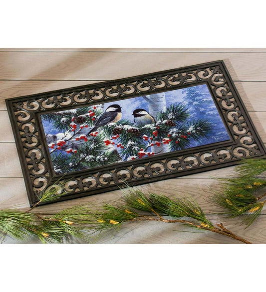 Plow & Hearth Doormats & Boot Trays Outdoor Living Winter Chickadee Friends Sassafras Switch Mat