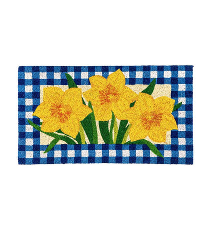 Plow & Hearth Doormats Indoor Living Buffalo Check Daffodils Coir Mat