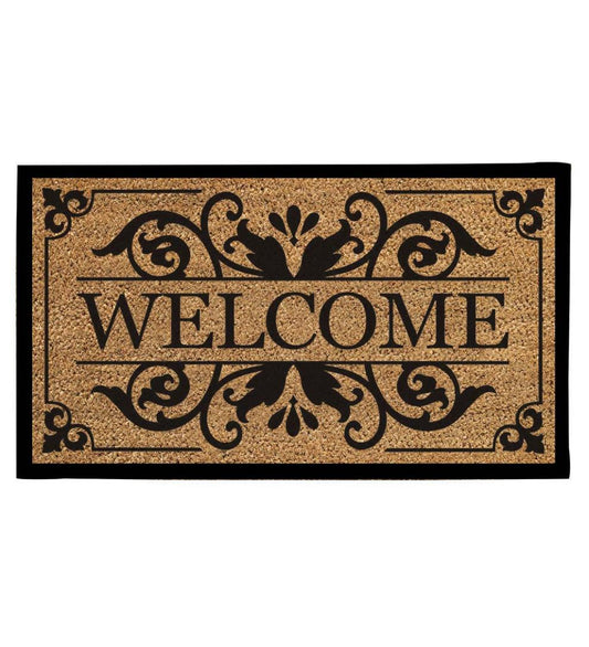 Plow & Hearth Doormats Indoor Living Cambridge Welcome Coir Mat