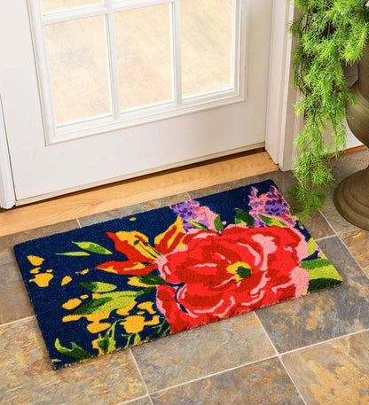 Plow & Hearth Doormats Indoor Living Floral Grand Coir Mat