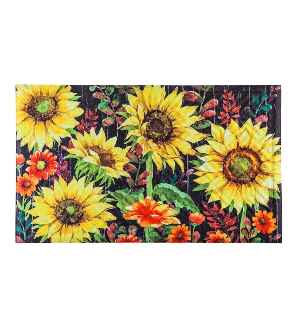 Plow & Hearth Doormats Indoor Living Indoor/Outdoor Fall Sunflowers Embossed Floor Mat