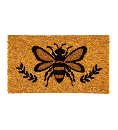 Plow & Hearth Doormats Indoor Living Indoor/Outdoor Honey Bee And Laurels Coir Fiber Mat