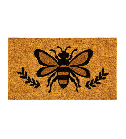 Plow & Hearth Doormats Indoor Living Indoor/Outdoor Honey Bee And Laurels Coir Fiber Mat