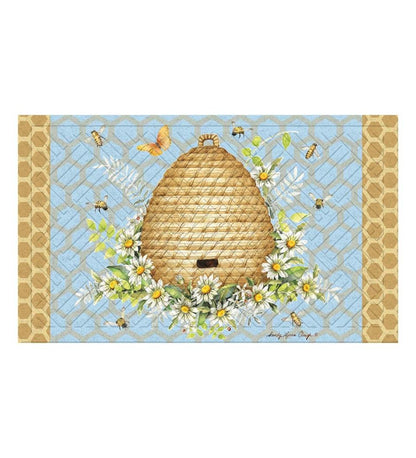 Plow & Hearth Doormats Indoor Living Indoor/Outdoor Honeycomb And Bee Hive Embossed Floor Mat