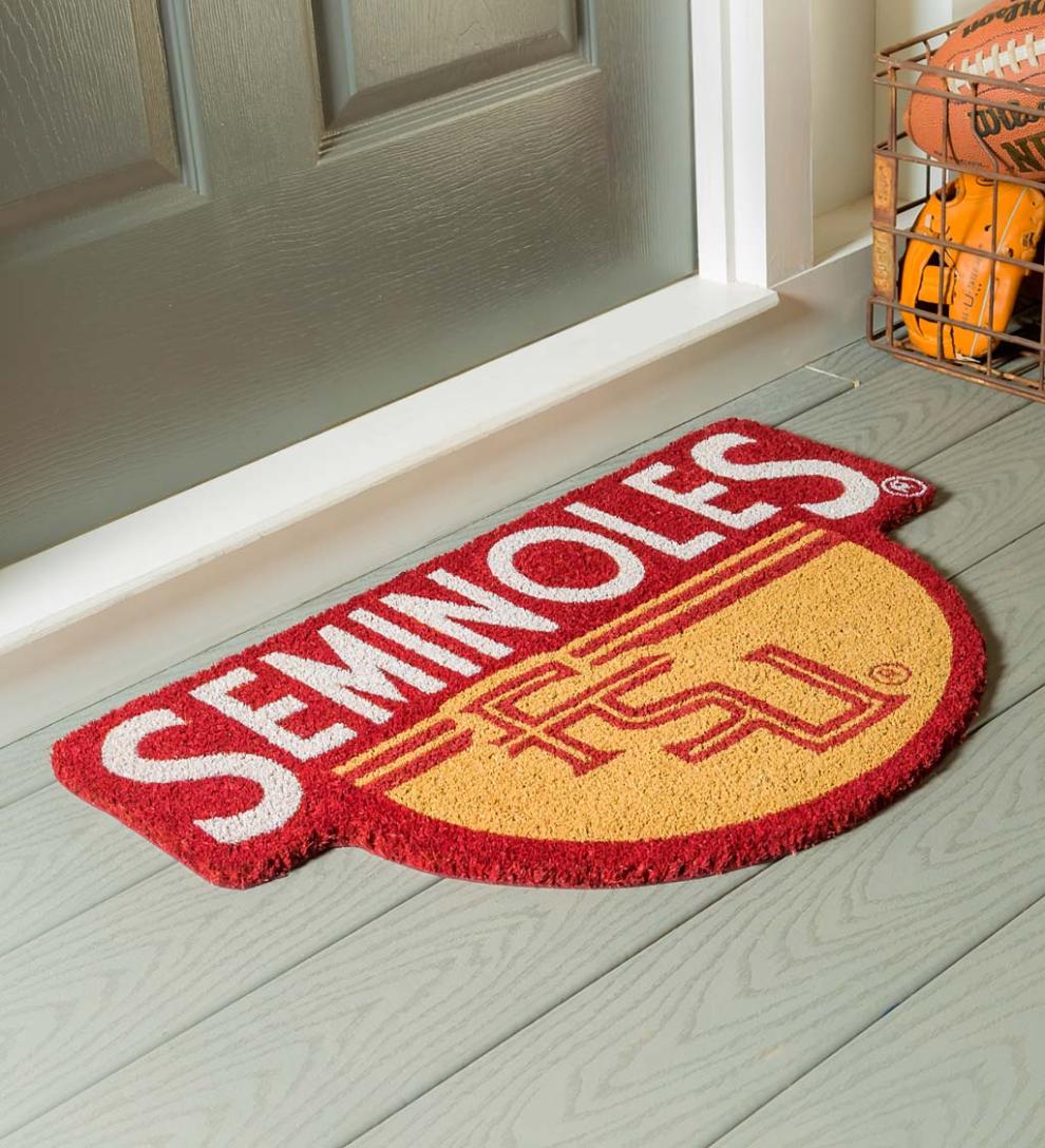 Plow & Hearth Doormats Indoor Living Ncaa Team Shaped Coir Door Mat - Auburn Tigers