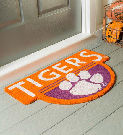 Plow & Hearth Doormats Indoor Living Ncaa Team Shaped Coir Door Mat - Auburn Tigers