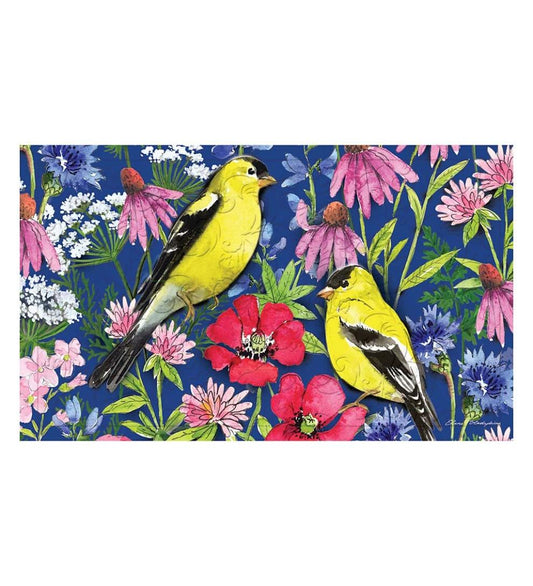 Plow & Hearth Doormats Indoor Living Watercolor Wildflowers Embossed Floor Mat