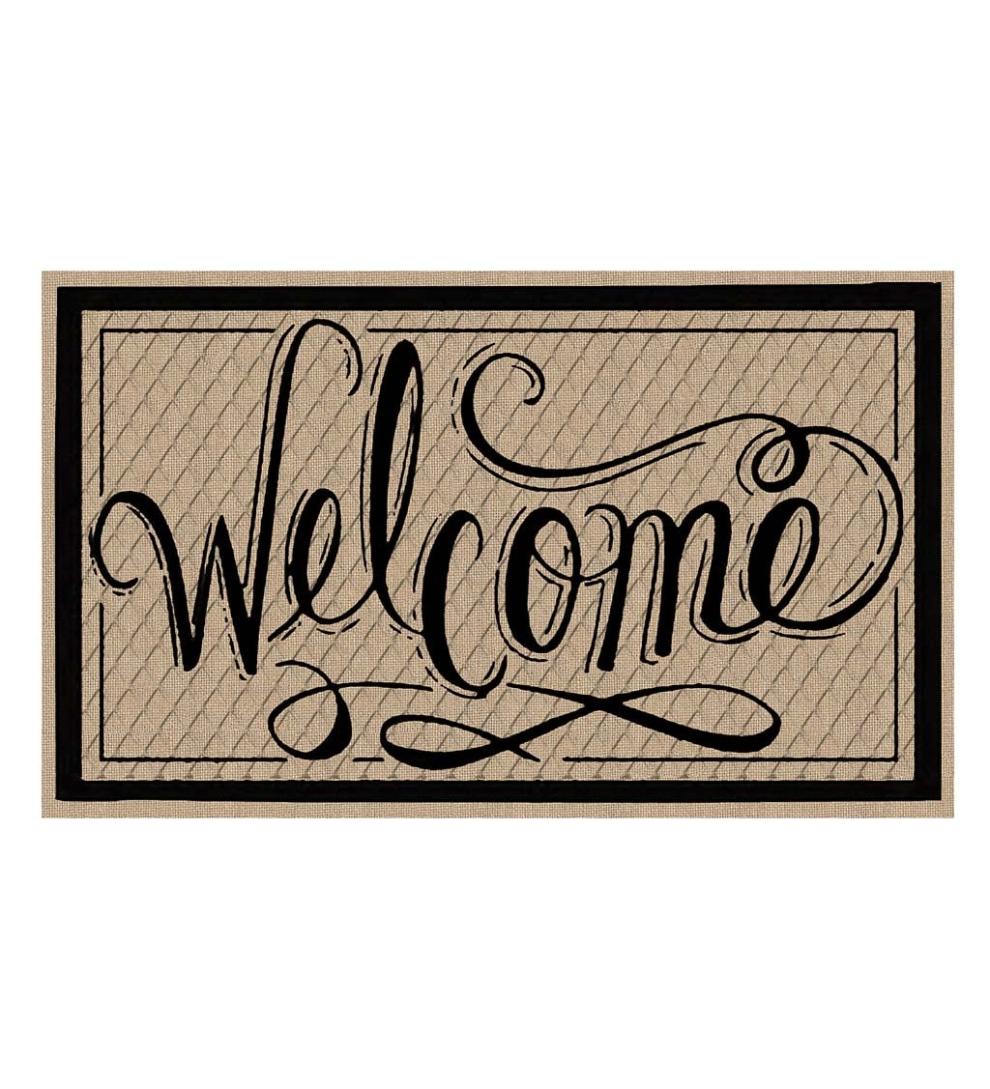 Plow & Hearth Doormats Indoor Living Welcome Embossed Script Mat