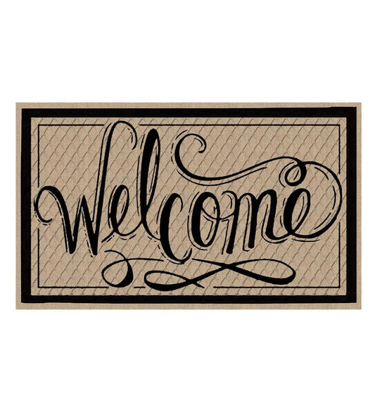 Plow & Hearth Doormats Indoor Living Welcome Embossed Script Mat