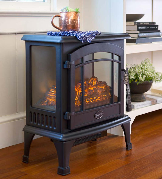 Plow & Hearth Electric Fireplaces & Stoves Fireplace & Hearth Panoramic Quartz Infrared Stove Heater - Black