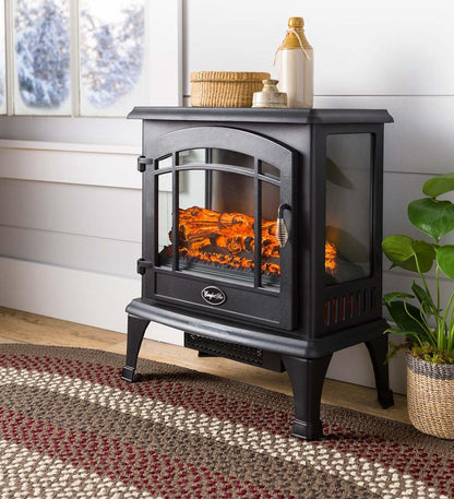 Plow & Hearth Electric Fireplaces & Stoves Fireplace & Hearth Panoramic Quartz Infrared Stove Heater - Black