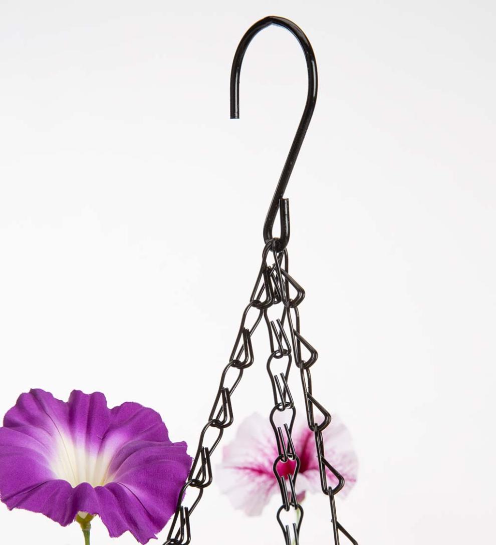 Plow & Hearth Faux Flowers & Plants Indoor Living Faux Petunia Hanging Basket - Purple