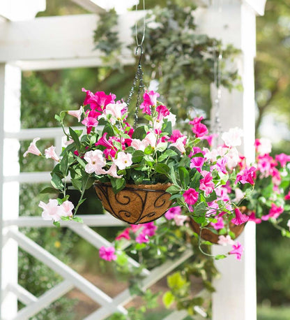 Plow & Hearth Faux Flowers & Plants Indoor Living Faux Petunia Hanging Basket - Purple
