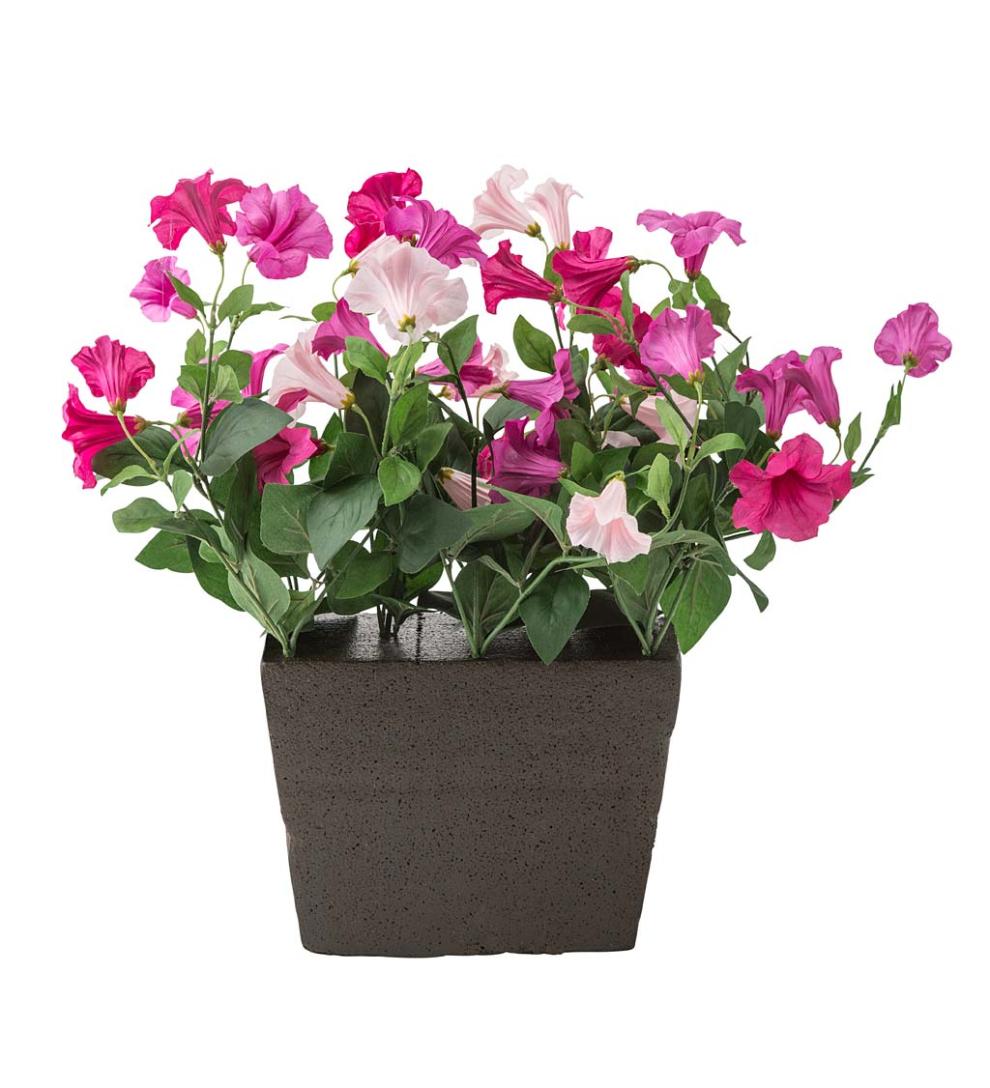 Plow & Hearth Faux Flowers & Plants Indoor Living Faux Petunias Window Box Filler - Pink