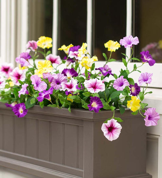 Plow & Hearth Faux Flowers & Plants Indoor Living Faux Petunias Window Box Filler - Pink