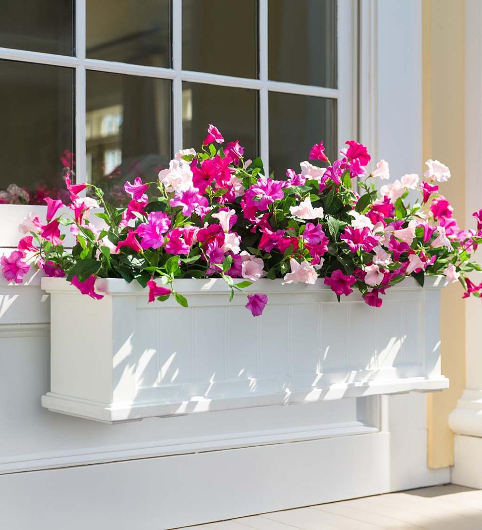 Plow & Hearth Faux Flowers & Plants Indoor Living Faux Petunias Window Box Filler - Pink