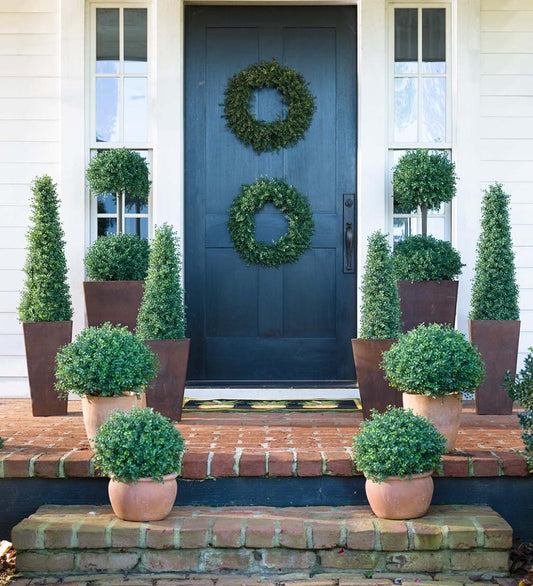 Plow & Hearth Faux Flowers & Plants Indoor Living Indoor/Outdoor Faux Boxwood Greenery Accents