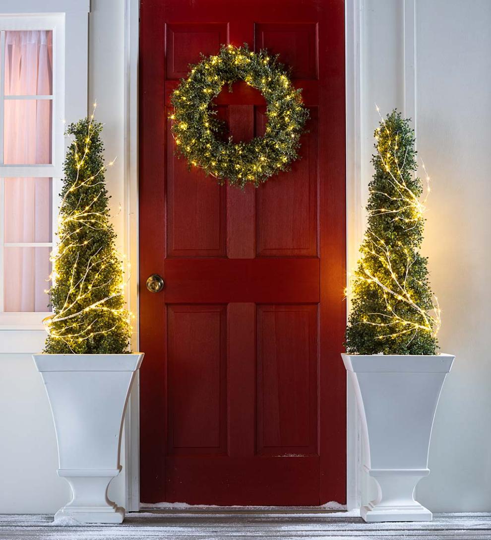 Plow & Hearth Faux Flowers & Plants Indoor Living Indoor/Outdoor Faux Boxwood Greenery Accents