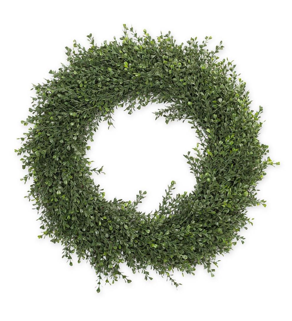 Plow & Hearth Faux Flowers & Plants Indoor Living Indoor/Outdoor Faux Boxwood Greenery Accents