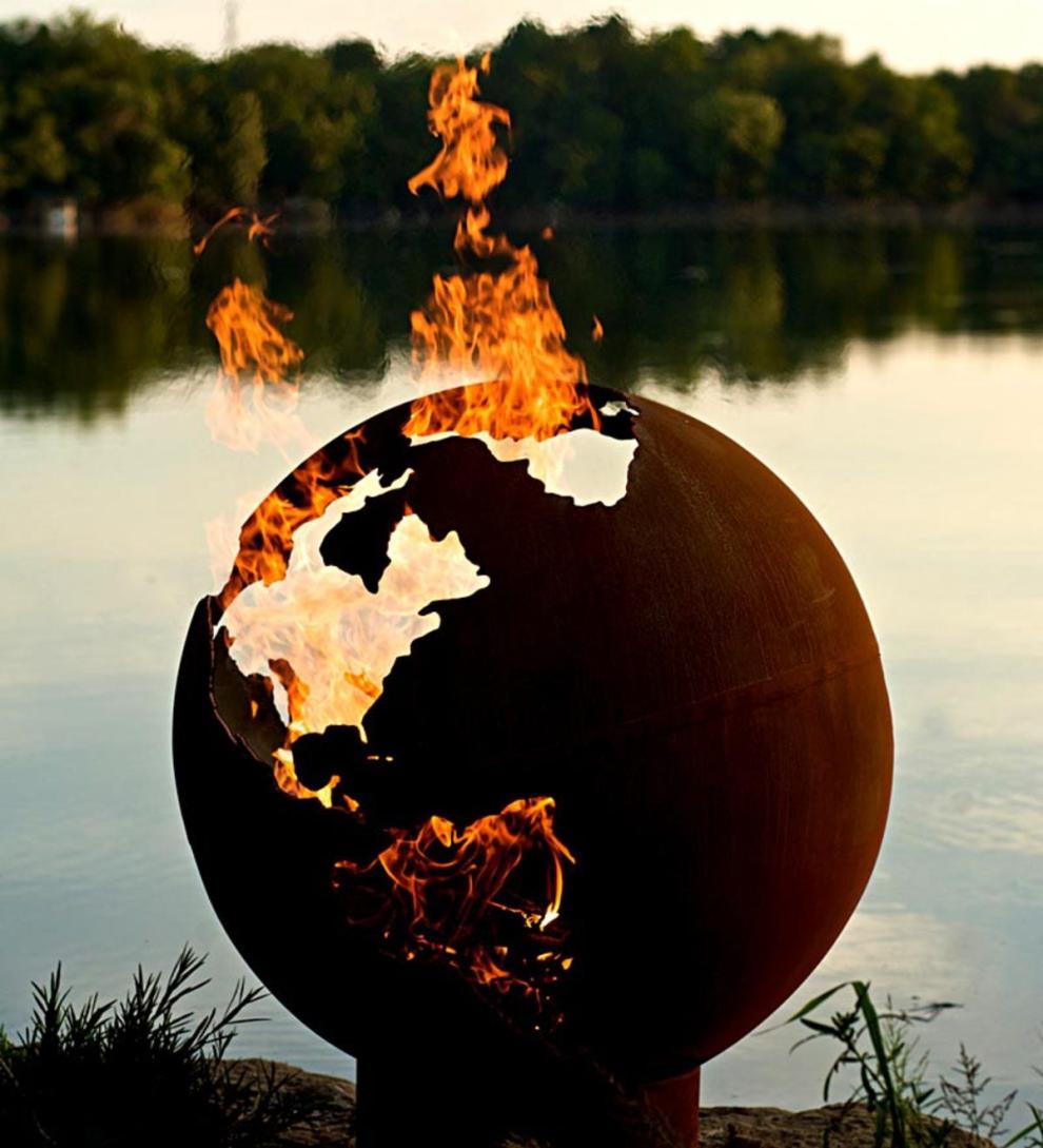 Plow & Hearth Fire Pits Fireplace & Hearth American-Made Firepit Art Third Rock Globe Fire Pit