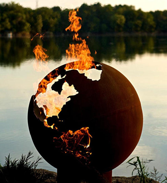 Plow & Hearth Fire Pits Fireplace & Hearth American-Made Firepit Art Third Rock Globe Fire Pit