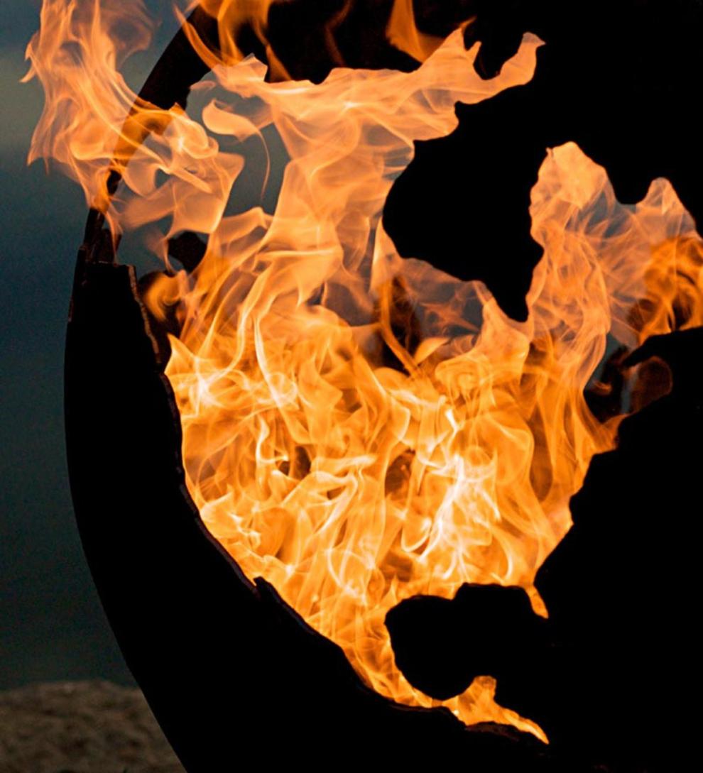 Plow & Hearth Fire Pits Fireplace & Hearth American-Made Firepit Art Third Rock Globe Fire Pit