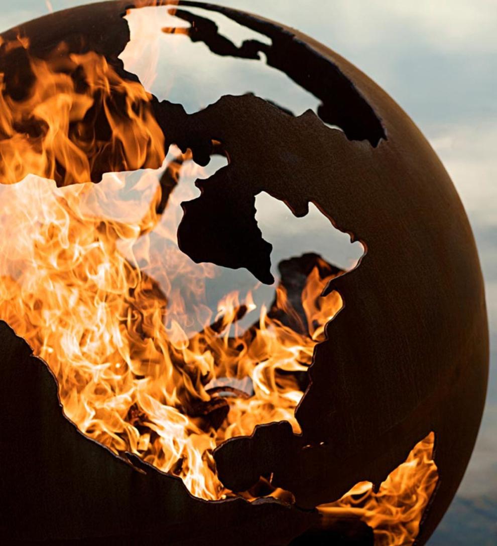 Plow & Hearth Fire Pits Fireplace & Hearth American-Made Firepit Art Third Rock Globe Fire Pit