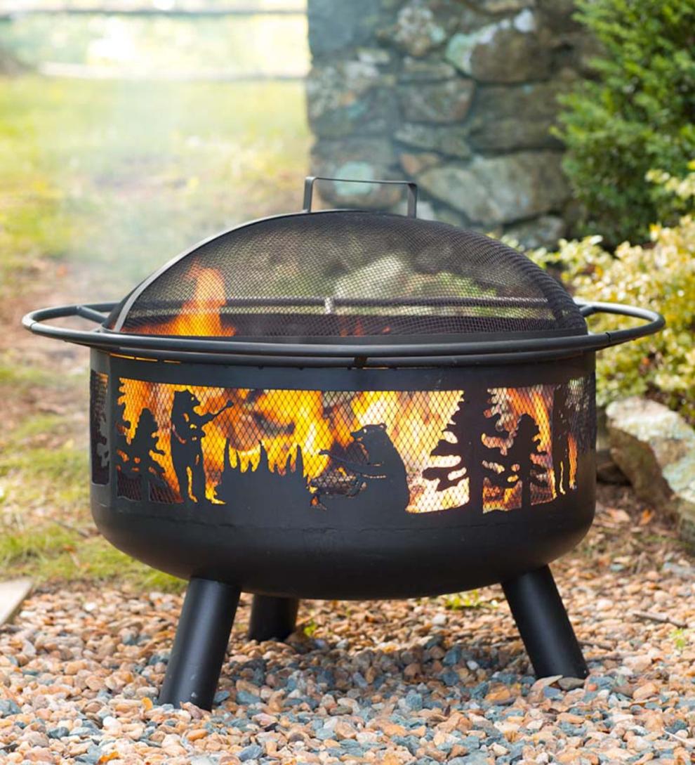 Plow & Hearth Fire Pits Fireplace & Hearth Bear Camp Fire Pit With Domed Spark Guard