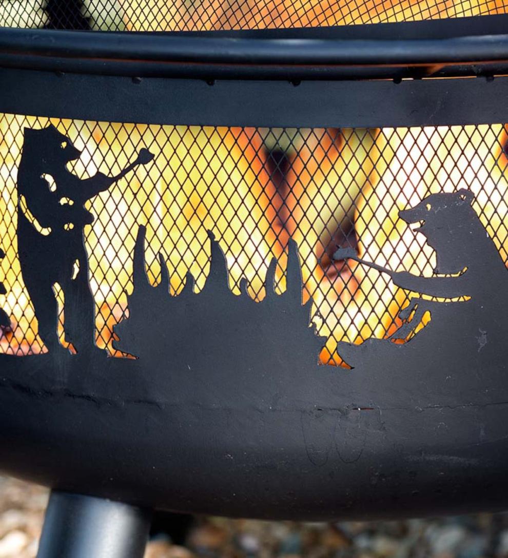 Plow & Hearth Fire Pits Fireplace & Hearth Bear Camp Fire Pit With Domed Spark Guard