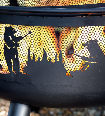Plow & Hearth Fire Pits Fireplace & Hearth Bear Camp Fire Pit With Domed Spark Guard