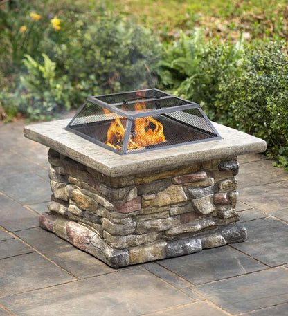 Plow & Hearth Fire Pits Fireplace & Hearth Faux Stone Quarry Wood Burning Fire Pit