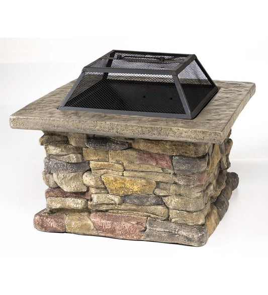 Plow & Hearth Fire Pits Fireplace & Hearth Faux Stone Quarry Wood Burning Fire Pit