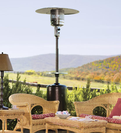 Plow & Hearth Fire Pits Fireplace & Hearth Freestanding Steel Propane Patio Heater With Adjustable Table - Bronze