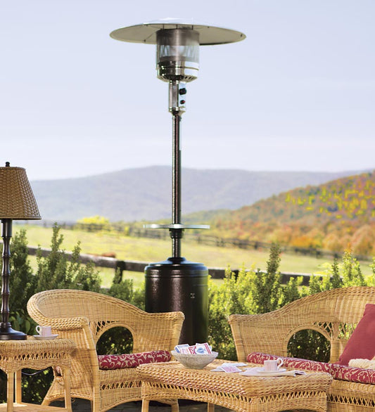 Plow & Hearth Fire Pits Fireplace & Hearth Freestanding Steel Propane Patio Heater With Adjustable Table - Bronze