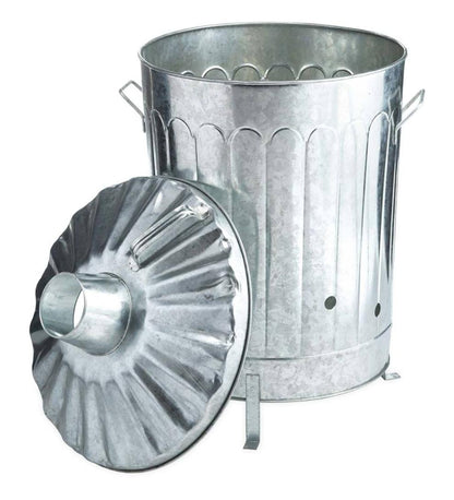 Plow & Hearth Fire Pits Fireplace & Hearth Galvanized Metal Garden/Home Incinerator Waste Can