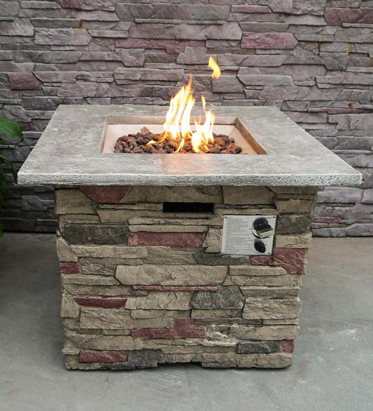 Plow & Hearth Fire Pits Fireplace & Hearth Hoover Outdoor Lp Propane Gas Stacked Stone Fire Pit