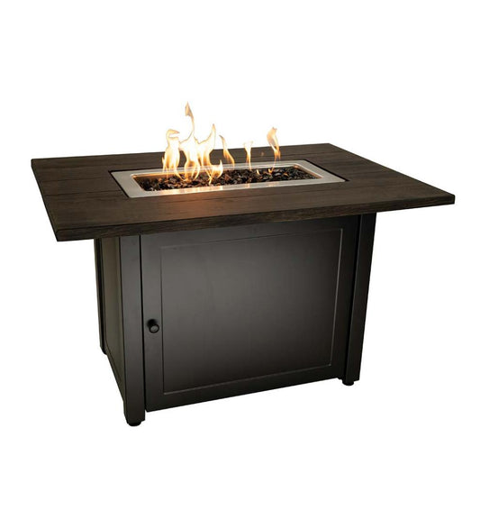 Plow & Hearth Fire Pits Fireplace & Hearth Kamden Propane Gas Fire Pit With Faux Wood Tabletop And Glass Rocks