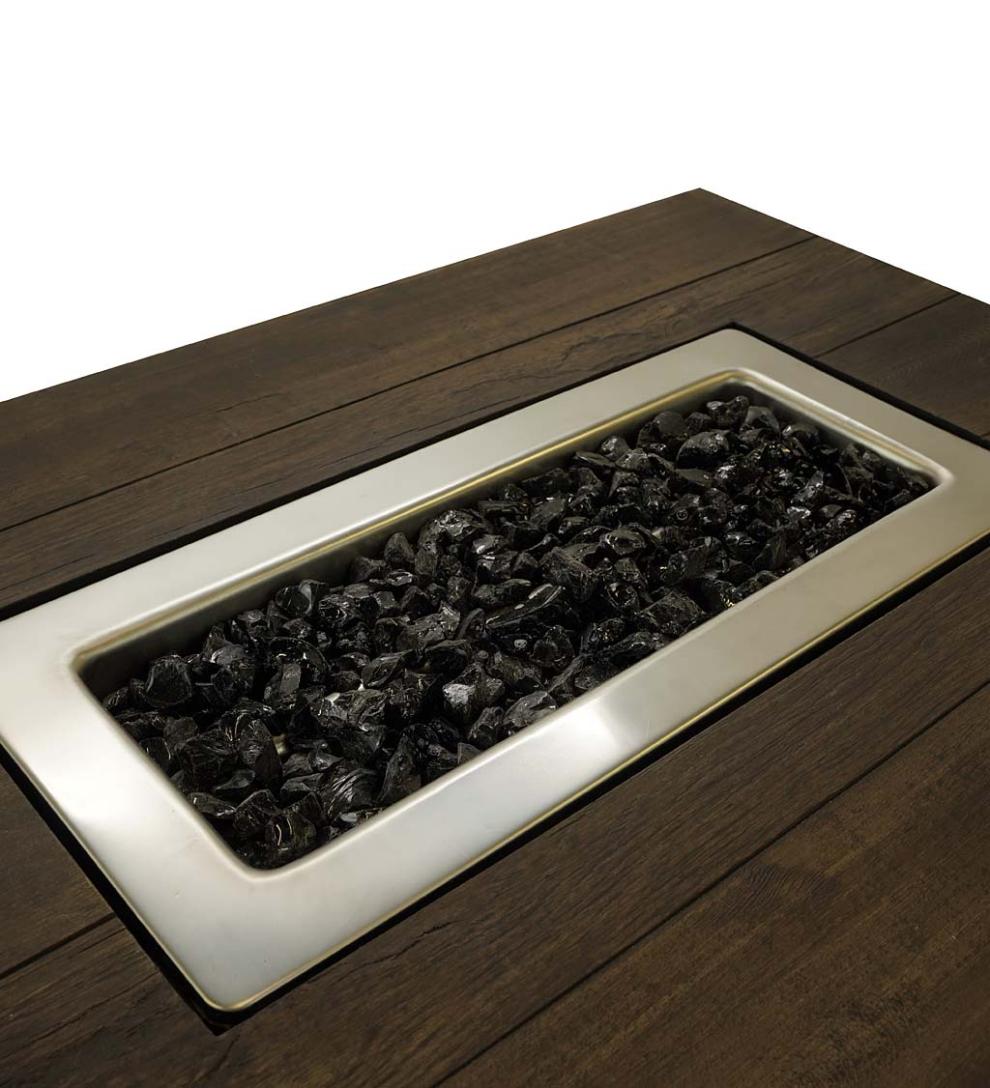 Plow & Hearth Fire Pits Fireplace & Hearth Kamden Propane Gas Fire Pit With Faux Wood Tabletop And Glass Rocks