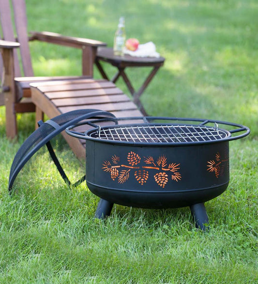 Plow & Hearth Fire Pits Fireplace & Hearth Pine Cone Wood Burning Fire Pit - Black