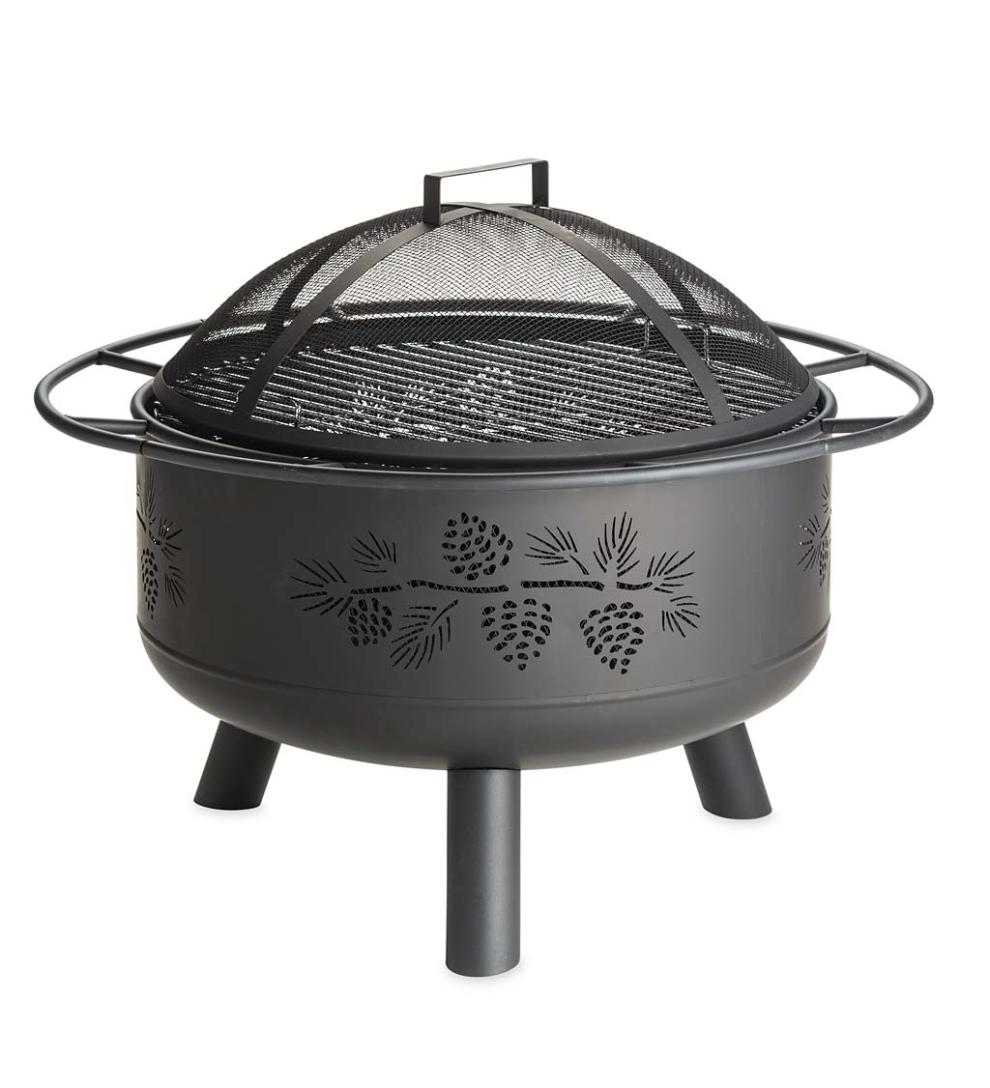 Plow & Hearth Fire Pits Fireplace & Hearth Pine Cone Wood Burning Fire Pit - Black