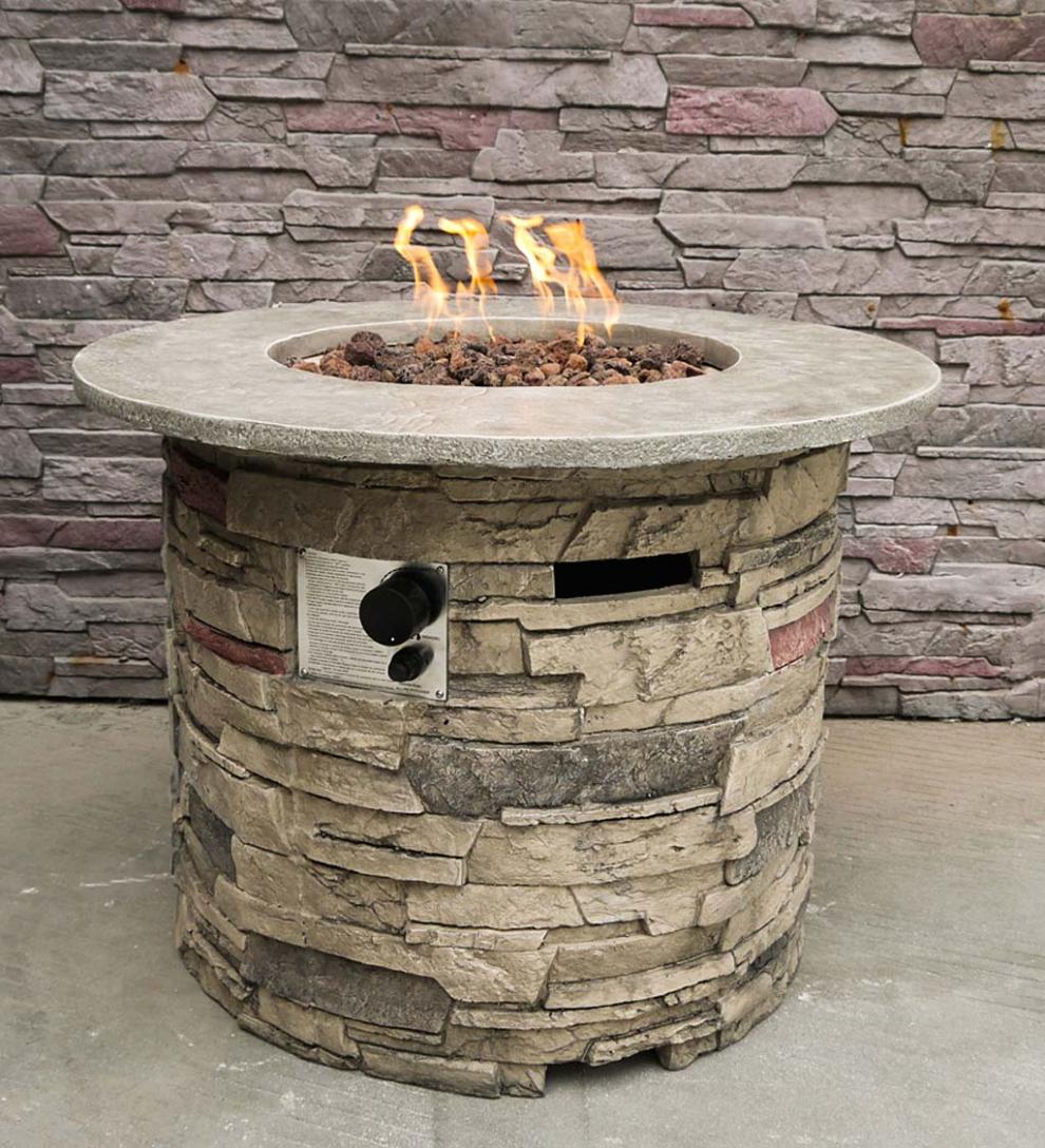 Plow & Hearth Fire Pits Fireplace & Hearth Pittsburg Outdoor Stone Gas Round Fire Pit