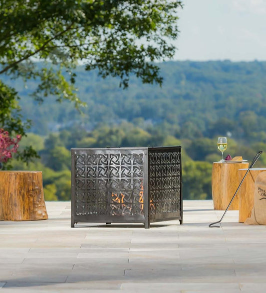 Plow & Hearth Fire Pits Fireplace & Hearth Square Celtic Knot Wood Burning Fire Pit - Black