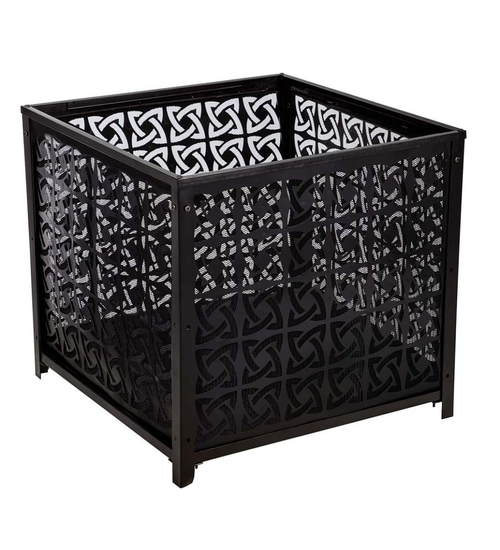 Plow & Hearth Fire Pits Fireplace & Hearth Square Celtic Knot Wood Burning Fire Pit - Black