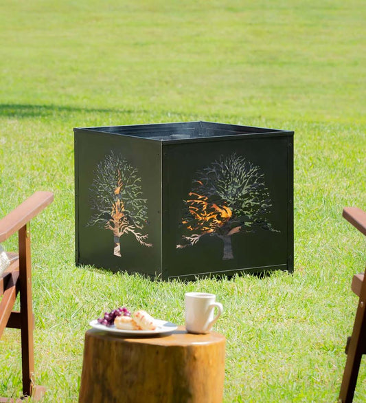 Plow & Hearth Fire Pits Fireplace & Hearth Square Tree Of Life Wood Burning Fire Pit